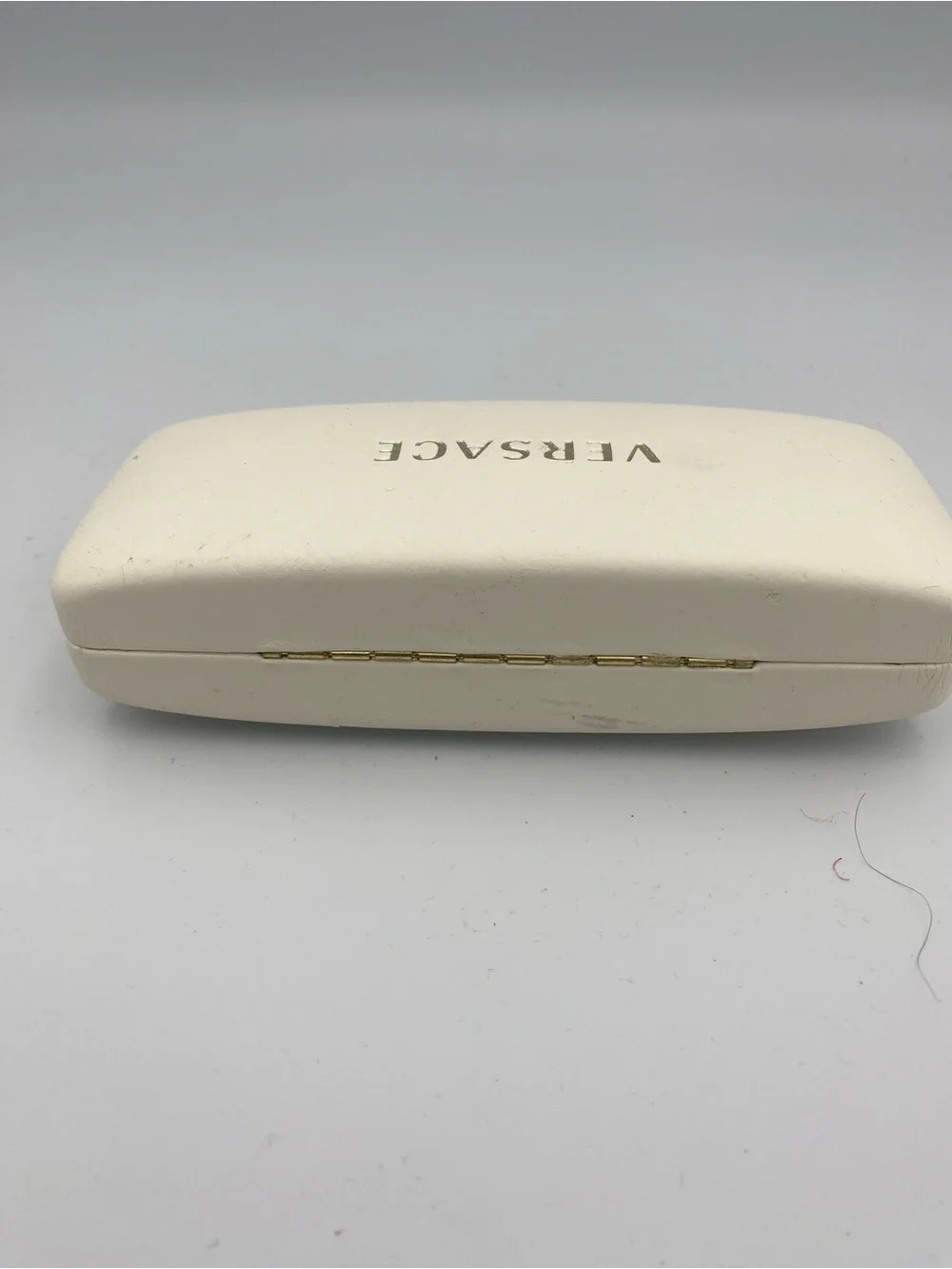 Versace Cream Sunglasses Case with Gold Logo